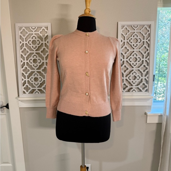 SHEIN Women's Blush Cardigan with Pearl Buttons - Picture 1 of 8